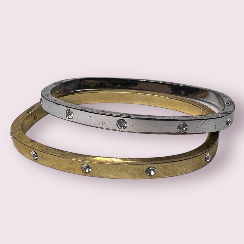 Silver and Gold Rhinestone Bangle Bracelets